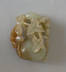 Chinese jade carving of a gourd with tendrils
