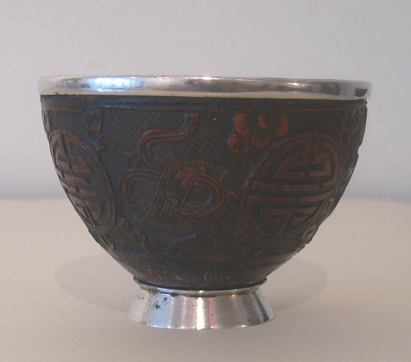 Chinese carved coconut cups