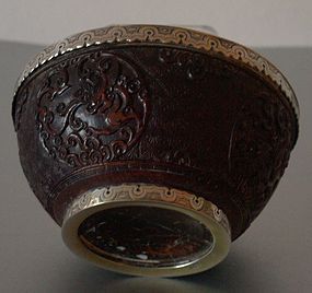 Chinese carved coconut bowl 1850