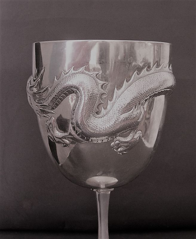 Chinese silver goblet by Wang Hing
