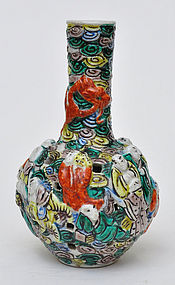 A Chinese Porcelain Vase with 18 Luohans