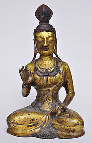 A Rare Chinese Liao Dynasty Gilt Bronze Bodhisattva
