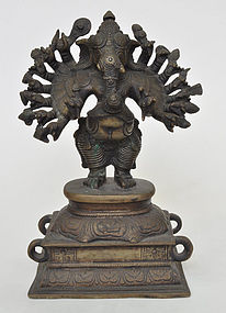 A Bronze 16-Armed Standing Ganesha