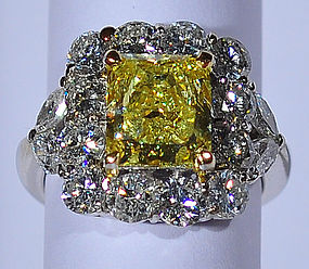 A 2.28 ct Fancy Intense Yellow Natural Diamond Ring