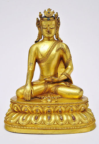 A Sino-Tibetan Gilt Bronze Akshobhya Buddha