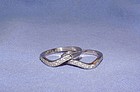 Vintage Pair Diamond Platinum Wedding Guard Rings