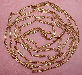 French Muff Chain 18K Yellow Gold 61 Inches Long