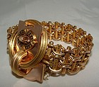 18K Gold Victorian Enamel Medallion Locket Bracelet