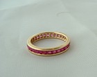 14K Yellow Gold Ruby Eternity Anniversary Band Ring 6.7