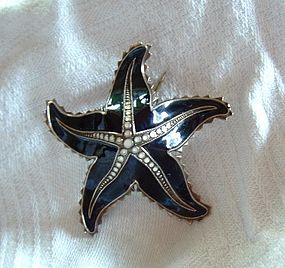 David Andersen Silver Black Enamel Starfish Pin