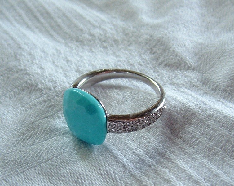 Authentic Pomellato Capri 18k WG Diamond Turquoise Ring