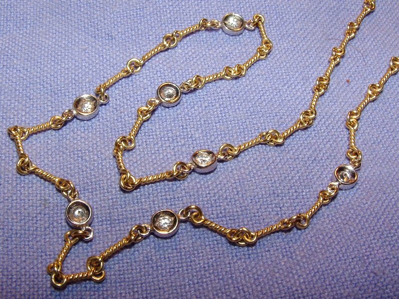 Roberto Coin 18K Gold 7 Station Diamond Chain Necklace