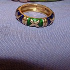 Authentic Hidalgo 18K Gold Enamel Ring Size 6.5