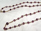 Vintage 14K Gold Amethyst Bead Chain Necklace 25 Inches