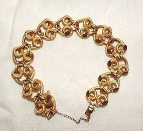 18K Yellow Gold Link Retro Bracelet 8.12" Long