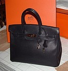 Authentic Hermes Birkin Bag 35cm Silver HW Indigo Togo