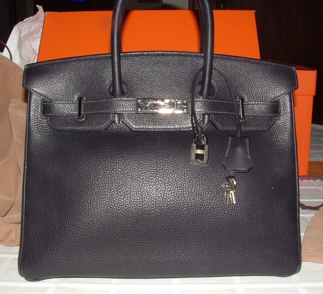 Authentic Hermes Birkin Bag 35cm Silver HW Indigo Togo