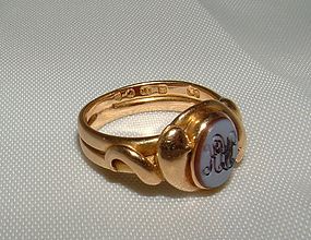 English Victorian 18K Yellow Gold Snake Ring