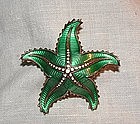 David Andersen Silver Enamel Green Starfish Pin Norway