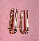 14K Yellow Gold Modernist Hoop Earrings