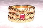 18K Yellow Gold and Ruby Stack Rings