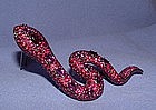 18K Amethyst Pink Tourmaline Diamond Snake Brooch