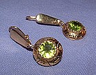 14K Yellow Gold Peridot Earrings1950s