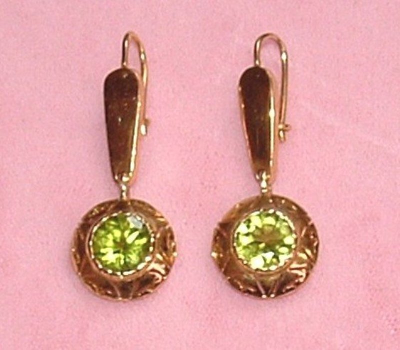 14K Yellow Gold Peridot Earrings1950s