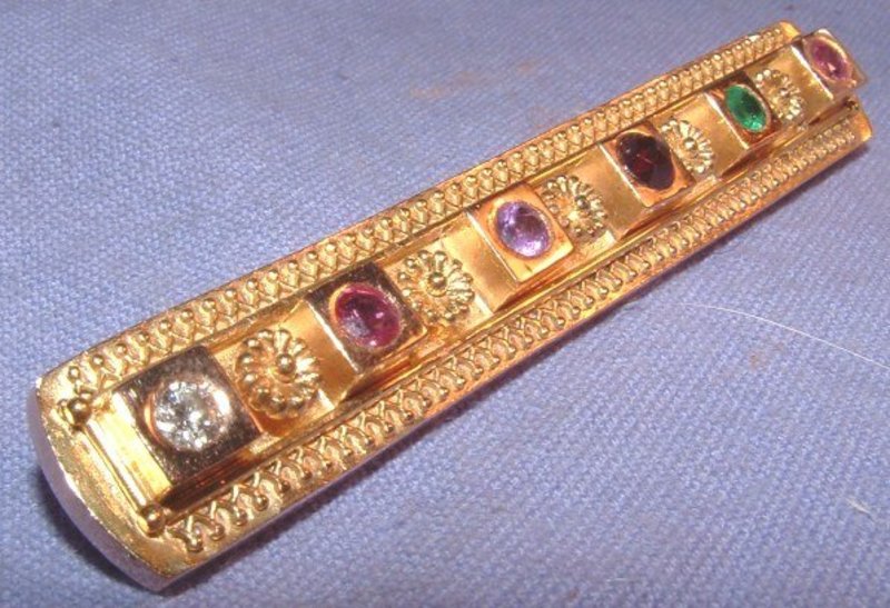 Etruscan 14K Yellow Gold Diamond &quot;REGARD&quot; Bar Pin