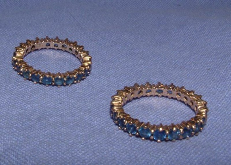 14K Gold Sapphire Eternity Stack Rings Matched Pair