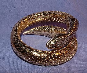 Whiting Davis Gold Flexible Snake Bracelet Signed