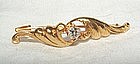 Art Nouveau 14K Gold Diamond Brooch