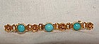Victorian 14K Gold Turquoise Bar Pin