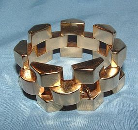 Retro 14K Yellow Gold Wide Bracelet c1940s