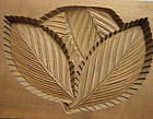 Kashigata, Wooden Sweet Mold, Cherry Leaves Motif