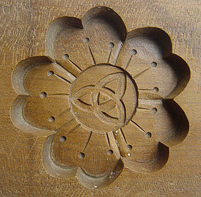 Kashigata, Wooden Sweet Mold, Cherry Blossom Motif