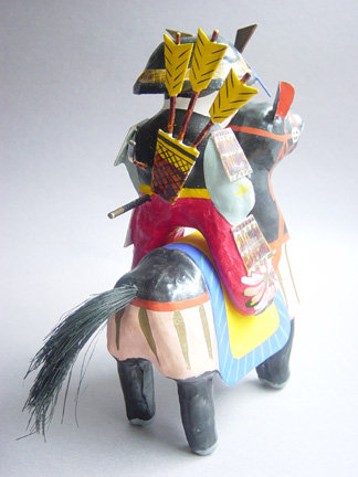 Miharu Hariko Papier-mache Doll, Samurai on Horseback