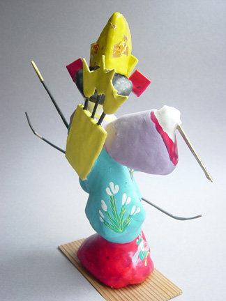 Miharu Hariko Papier-mache Doll, Dancing Maiden