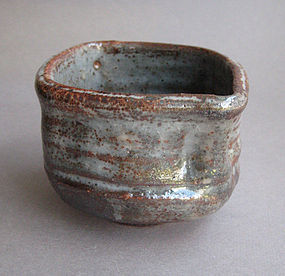 Tea Cup, Chawan, Gray Shino Glaze, by George Gledhill