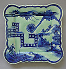 Imari Sometsuke Kakuzara, Square Blue-Green Imari Plate