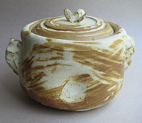 Mizusashi, Water Jar, Bamboo Ash Glaze; Sachiko Furuya