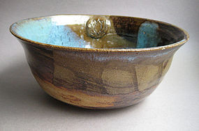 Lotus Bowl, Bamboo Ash Glaze, by Sachiko Furuya