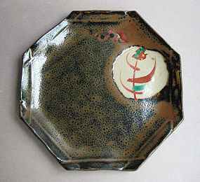 Octagonal Plate, Mashiko-yaki; Isamu Tagami