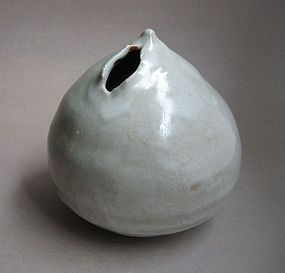 White Shino Flower Vase with Torn Opening, by Sachiko Furuya