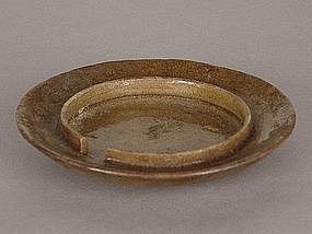 Mino-yaki Toushin-zara (Oil Lamp WickPlate,) Edo Period