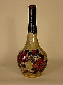 Mashiko-yaki vase, ca. 1960's, Camelia pattern