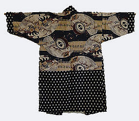 Kasuri Boy's Kimono, 47 Ronin Pattern Lining, Japan