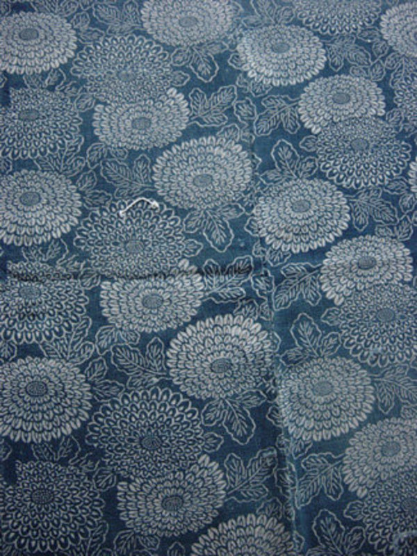 Katazome Futonji, Stencil-Dyed Bed Cover, Chrysanthemum