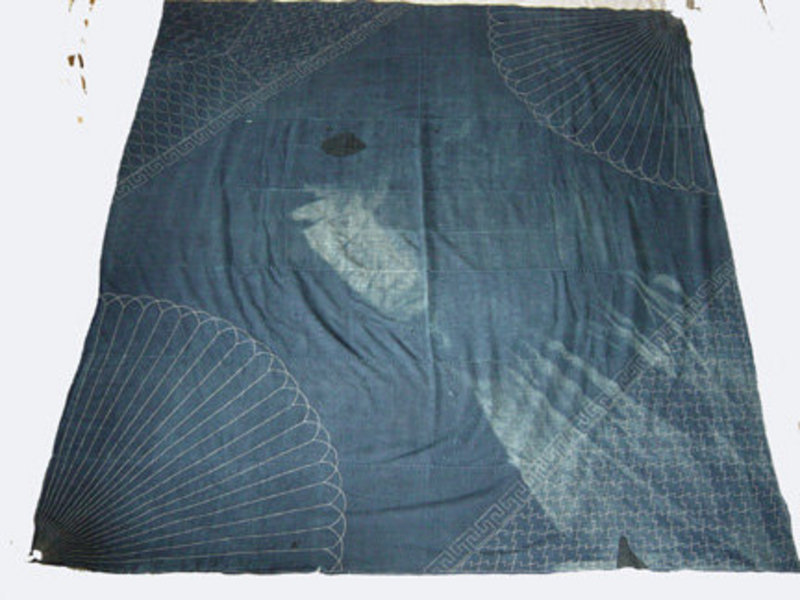 Furoshiki, Wrapping Cloth, Indigo dyed, Sashiko quilted