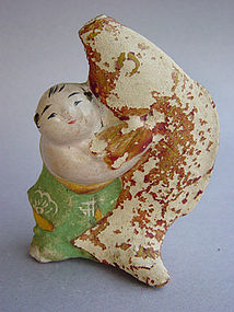 Tsuchi Ningyo, Clay Doll; Kintaro with Giant Carp